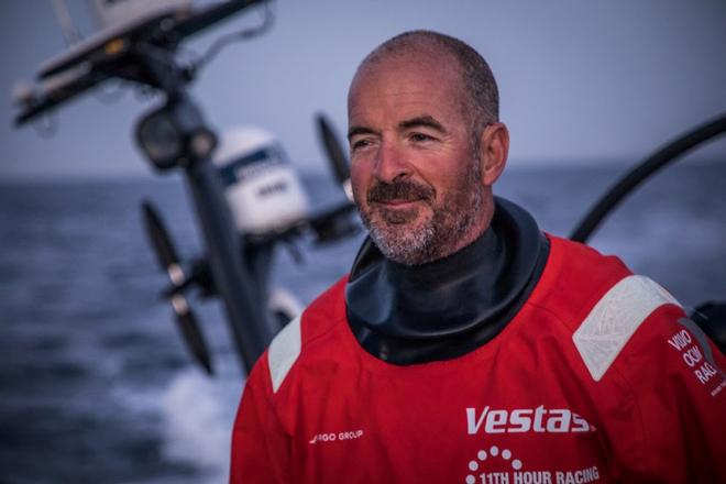 Damian Foxhall (IRL) smiling on approach to Lisbon – Volvo Ocean Race ©  James Blake / Volvo Ocean Race